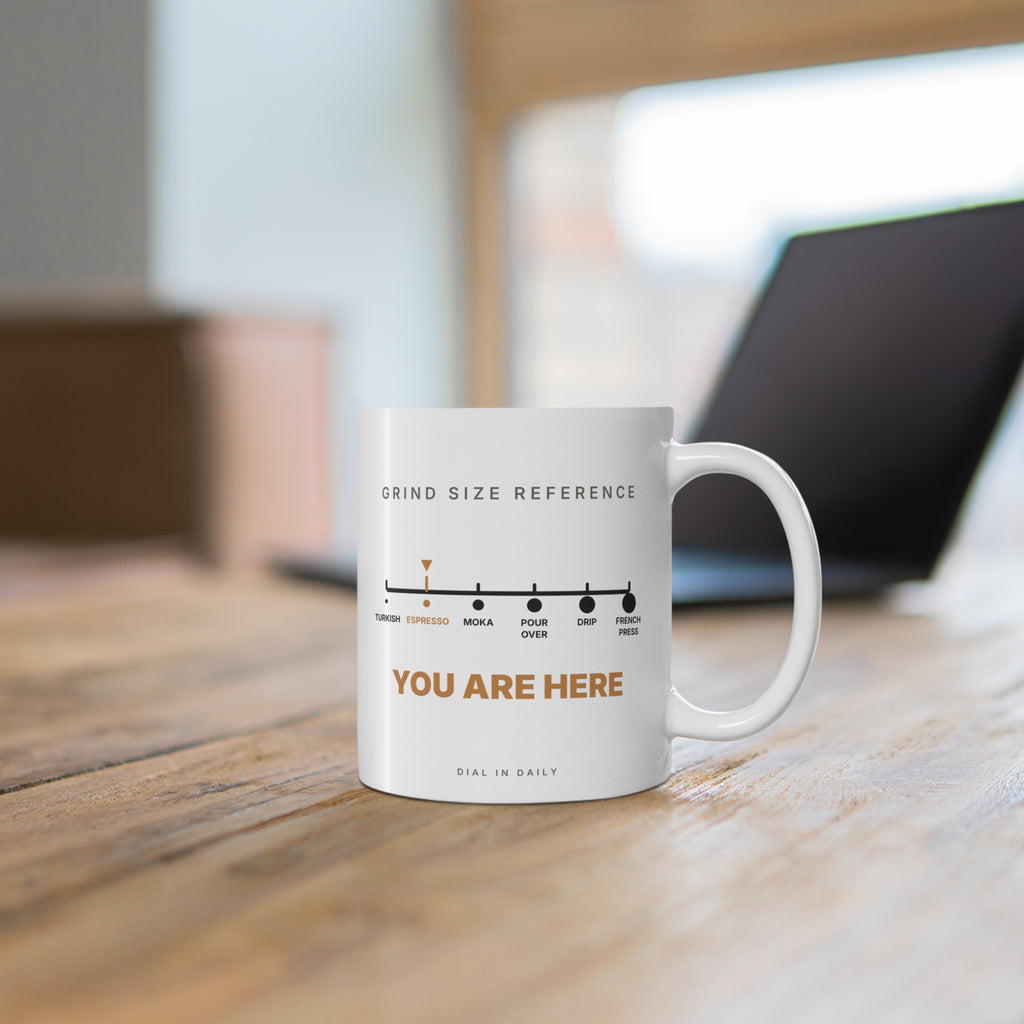 Grind Size Chart Espresso Mug | You Are Here Coffee Grind Scale 11oz