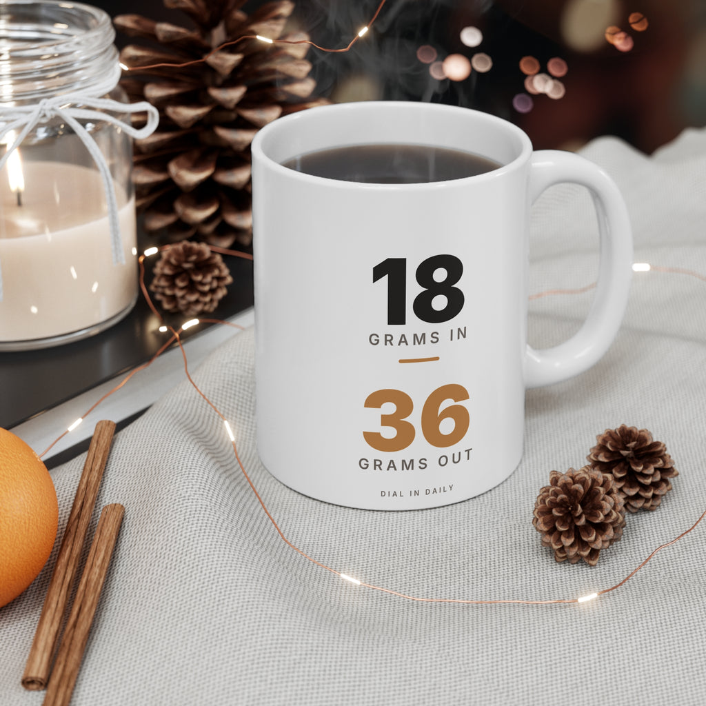 18 In 36 Out Espresso Ratio Mug | 1:2 Brew Ratio Coffee Mug 11oz