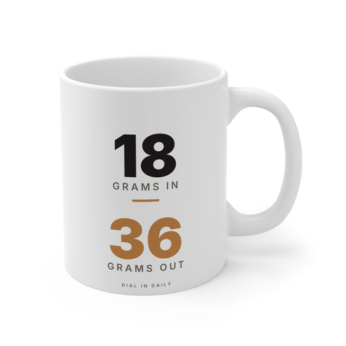 18 In 36 Out Espresso Ratio Mug | 1:2 Brew Ratio Coffee Mug 11oz