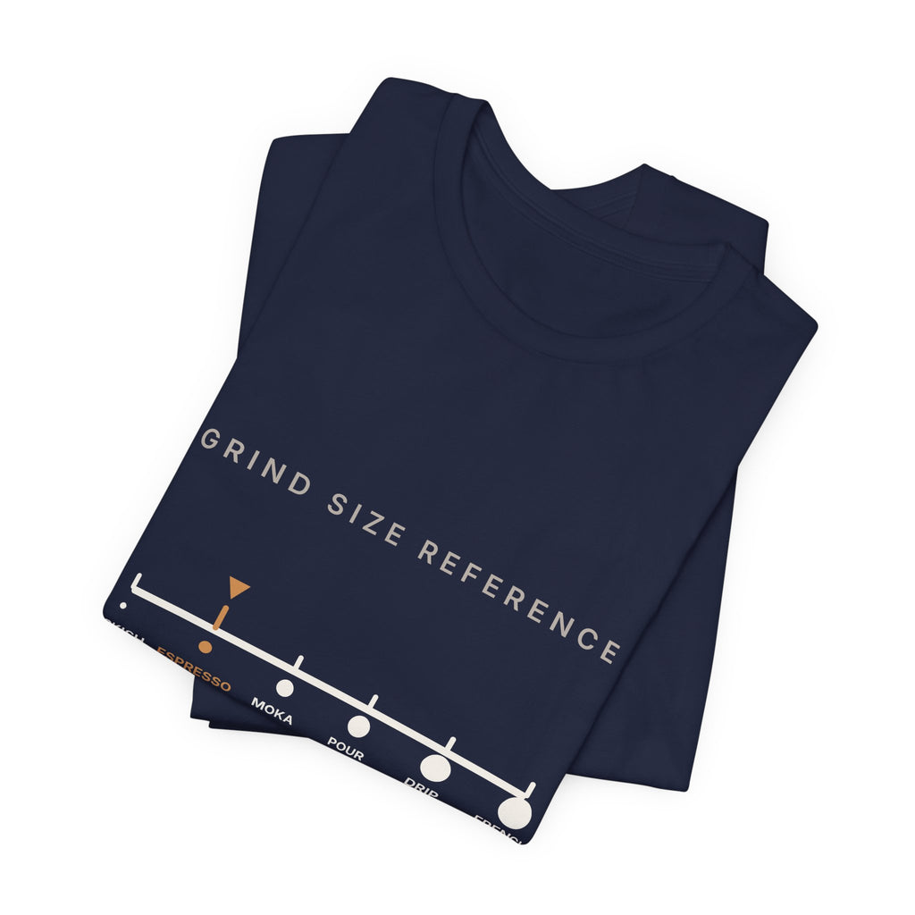 Grind Size Chart Espresso Shirt | You Are Here Coffee Grind Scale Tee