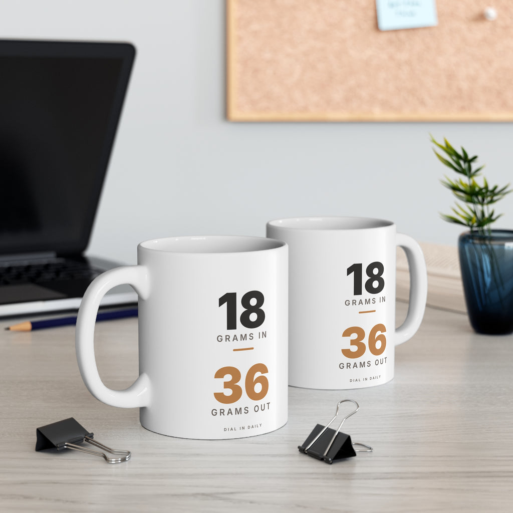 18 In 36 Out Espresso Ratio Mug | 1:2 Brew Ratio Coffee Mug 11oz
