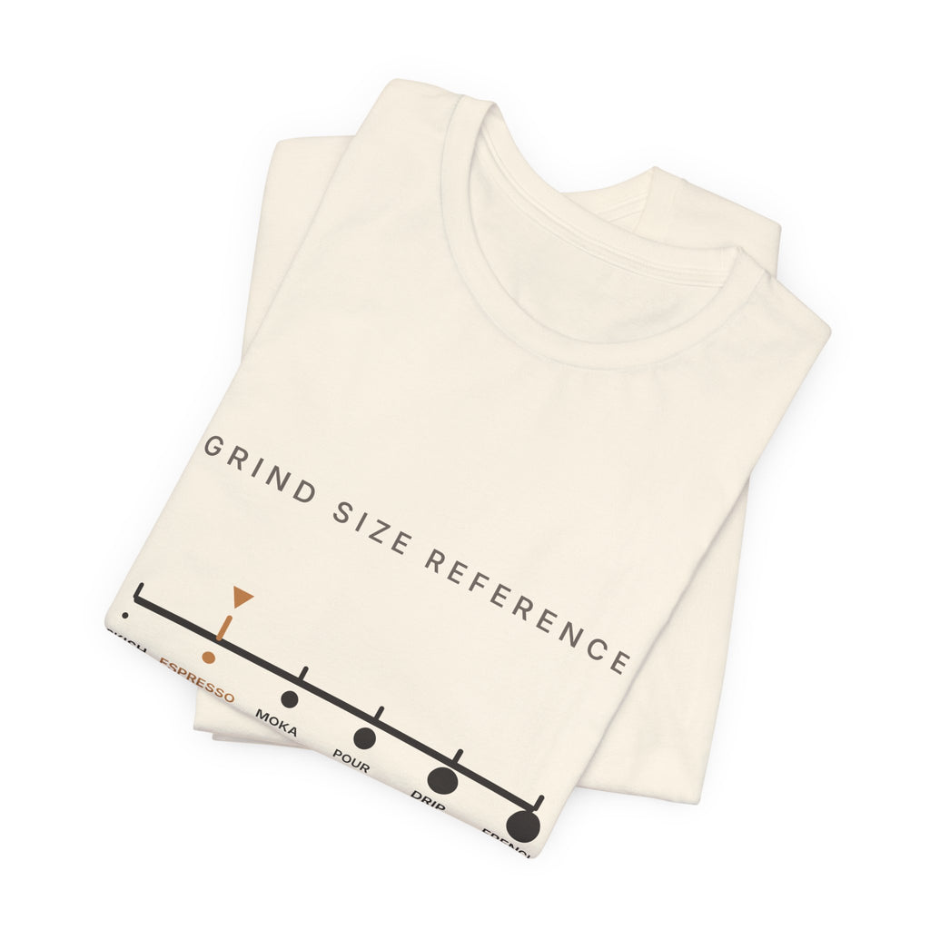 Grind Size Chart Espresso Shirt | You Are Here Coffee Grind Scale Tee