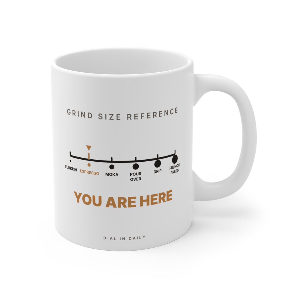 Grind Size Chart Espresso Mug | You Are Here Coffee Grind Scale 11oz