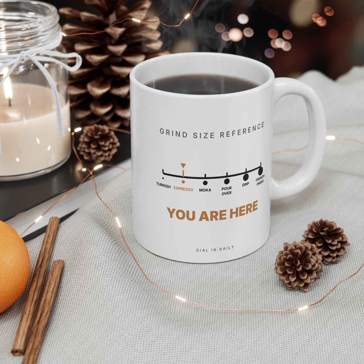 Grind Size Chart Espresso Mug | You Are Here Coffee Grind Scale 11oz