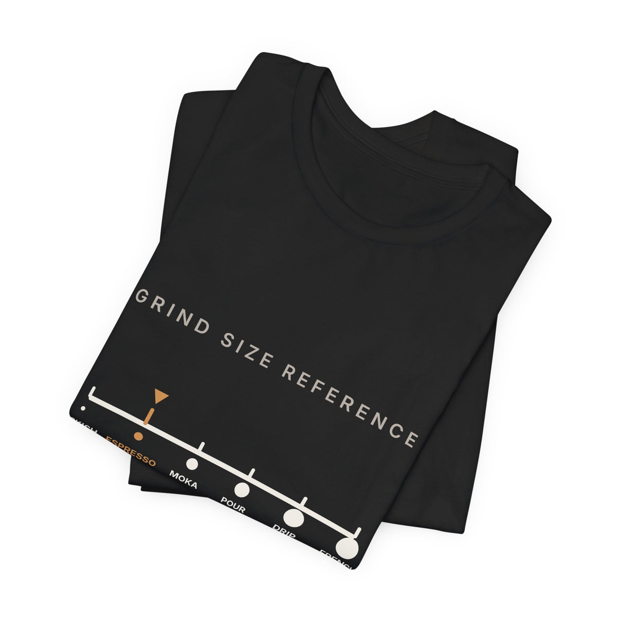Grind Size Chart Espresso Shirt | You Are Here Coffee Grind Scale Tee