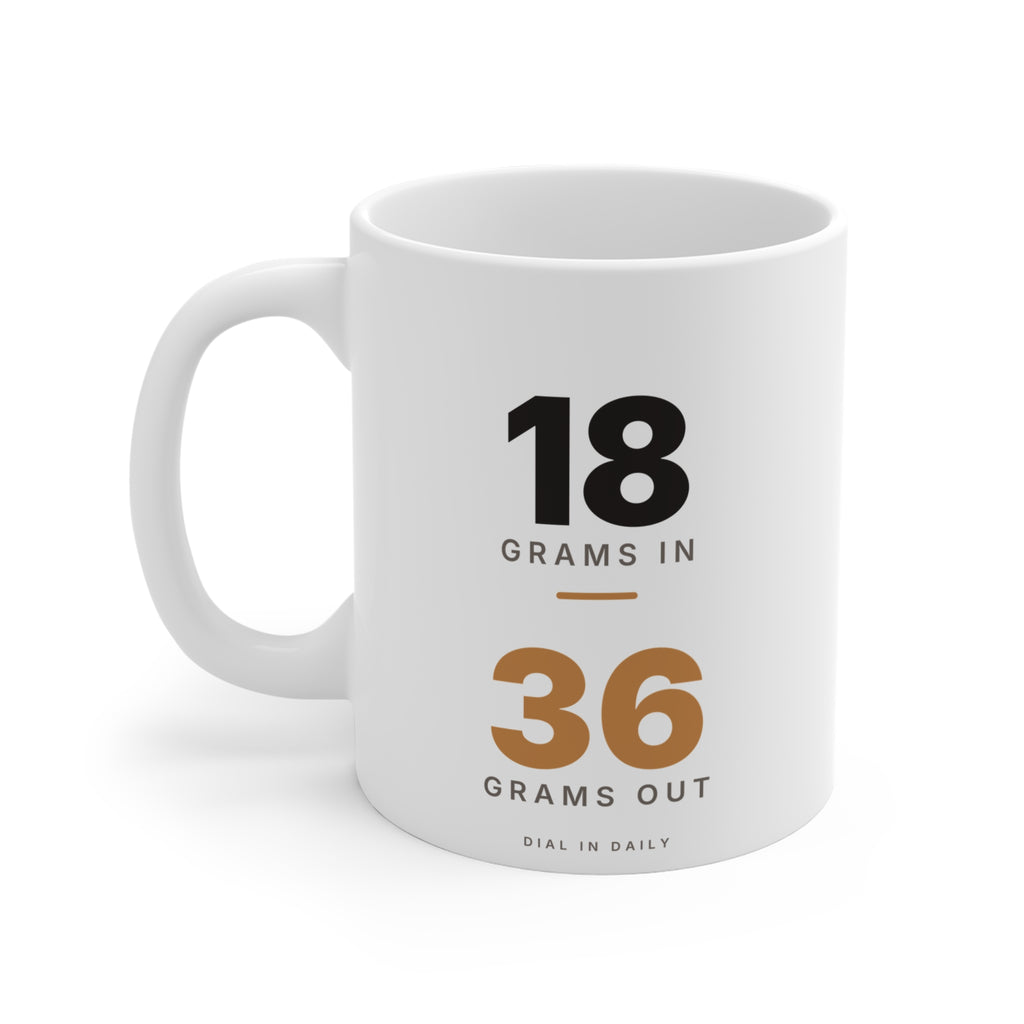 18 In 36 Out Espresso Ratio Mug | 1:2 Brew Ratio Coffee Mug 11oz