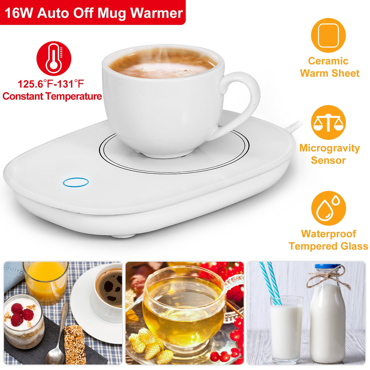 White mug warmer plate with mug